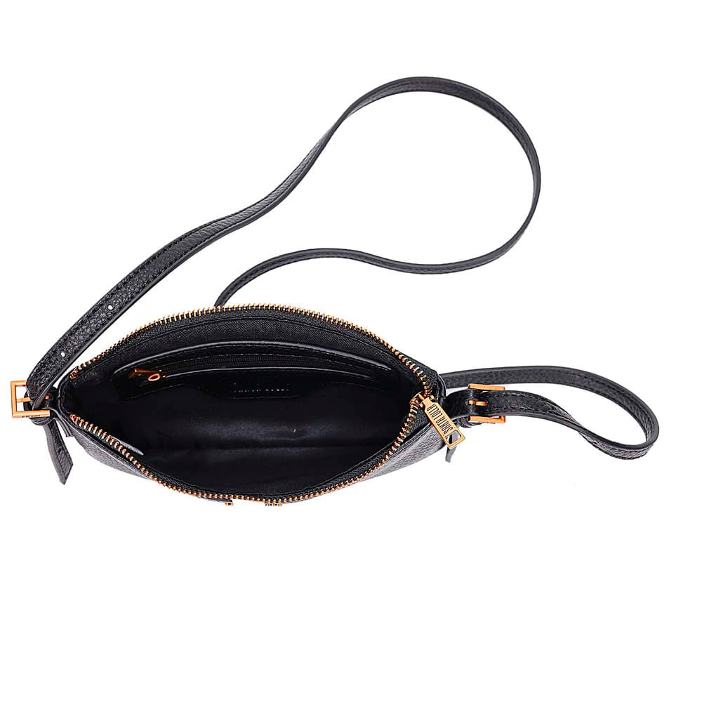 Bolsa Transversal Santa Lolla Preta Textura Floater Zíper