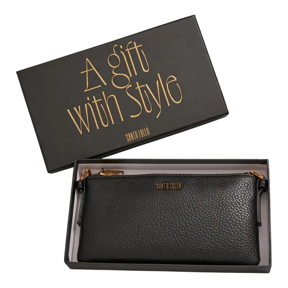 Bolsa Transversal Santa Lolla Preta Textura Floater Zíper