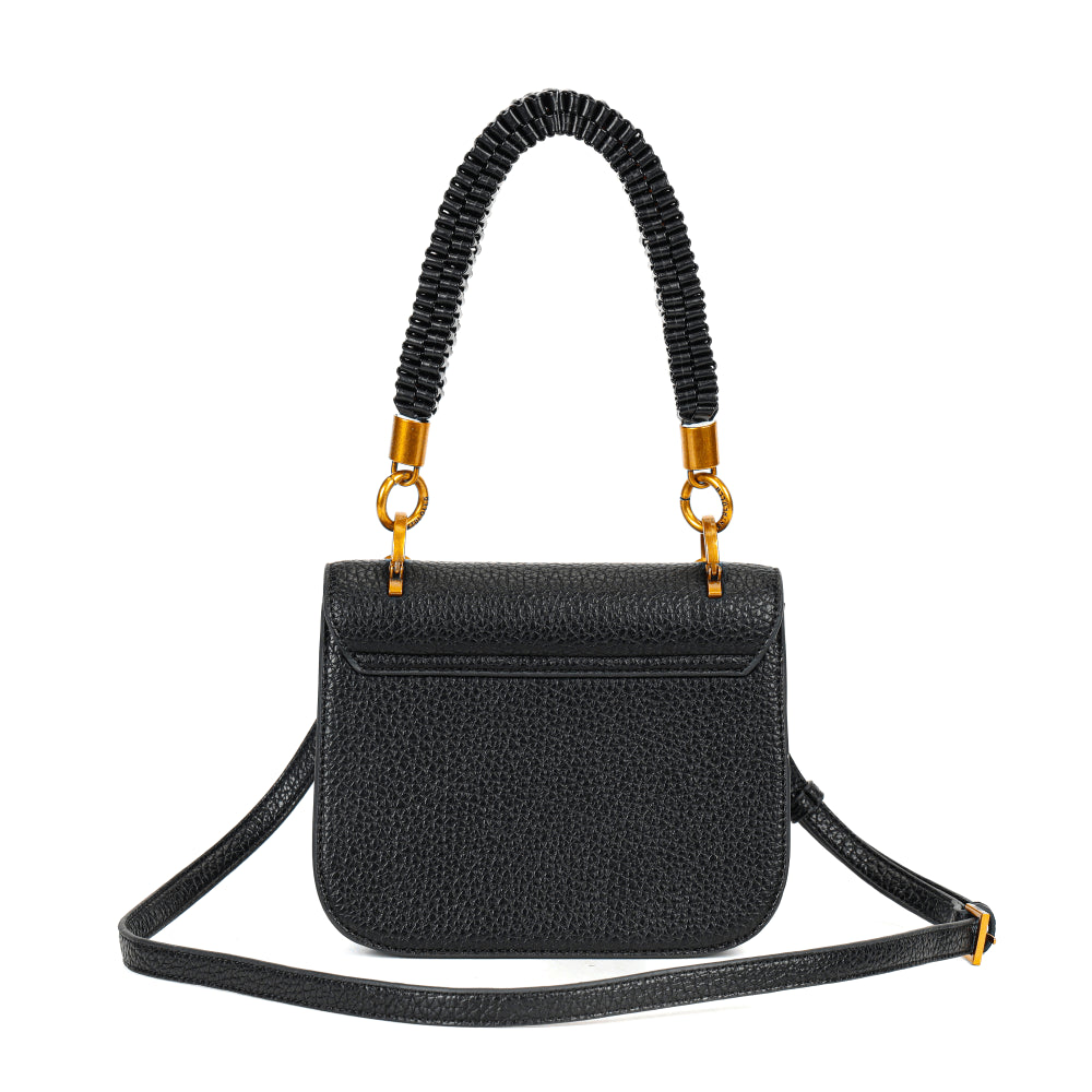 Bolsa Transversal Santa Lolla Preta Texturizada