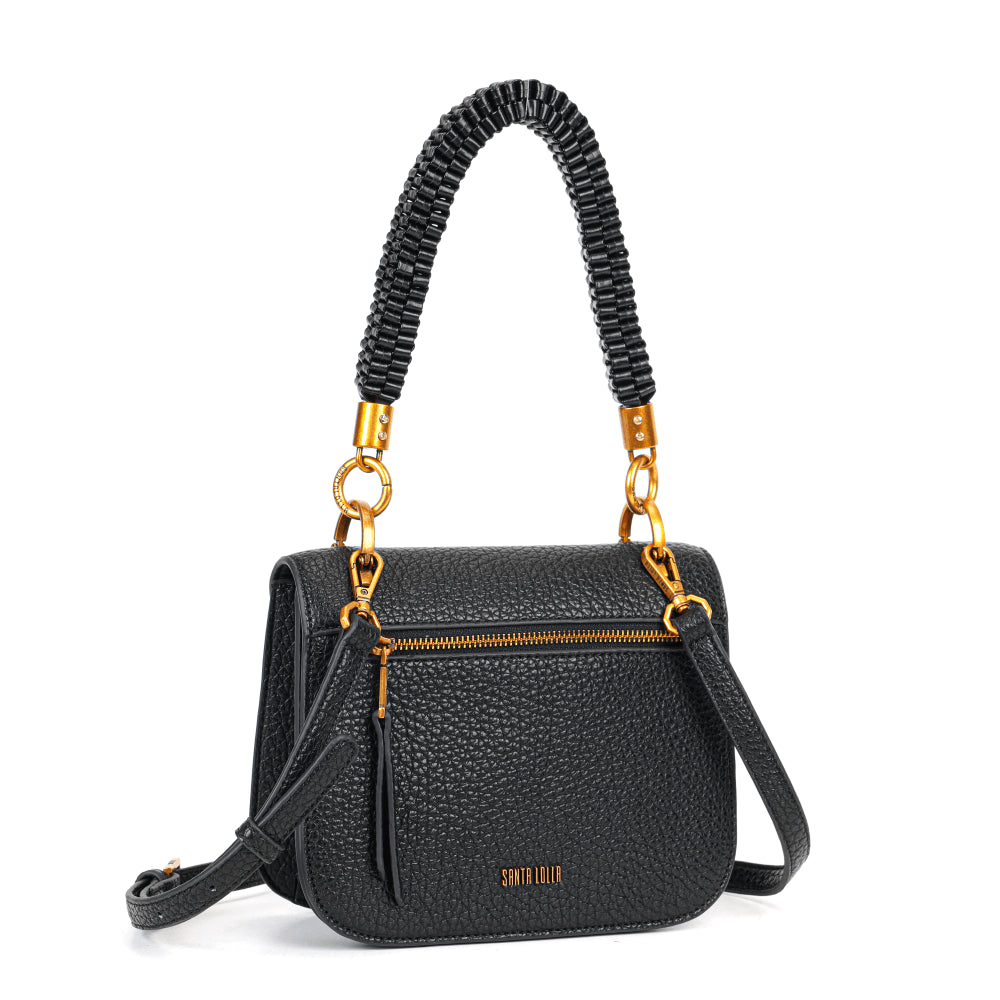 Bolsa Transversal Santa Lolla Preta Texturizada