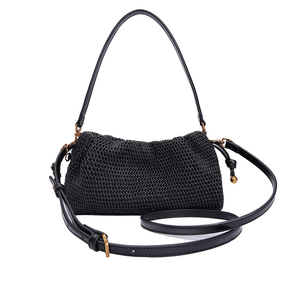 Bolsa Transversal Santa Lolla Preta Tramada Alças Duplas