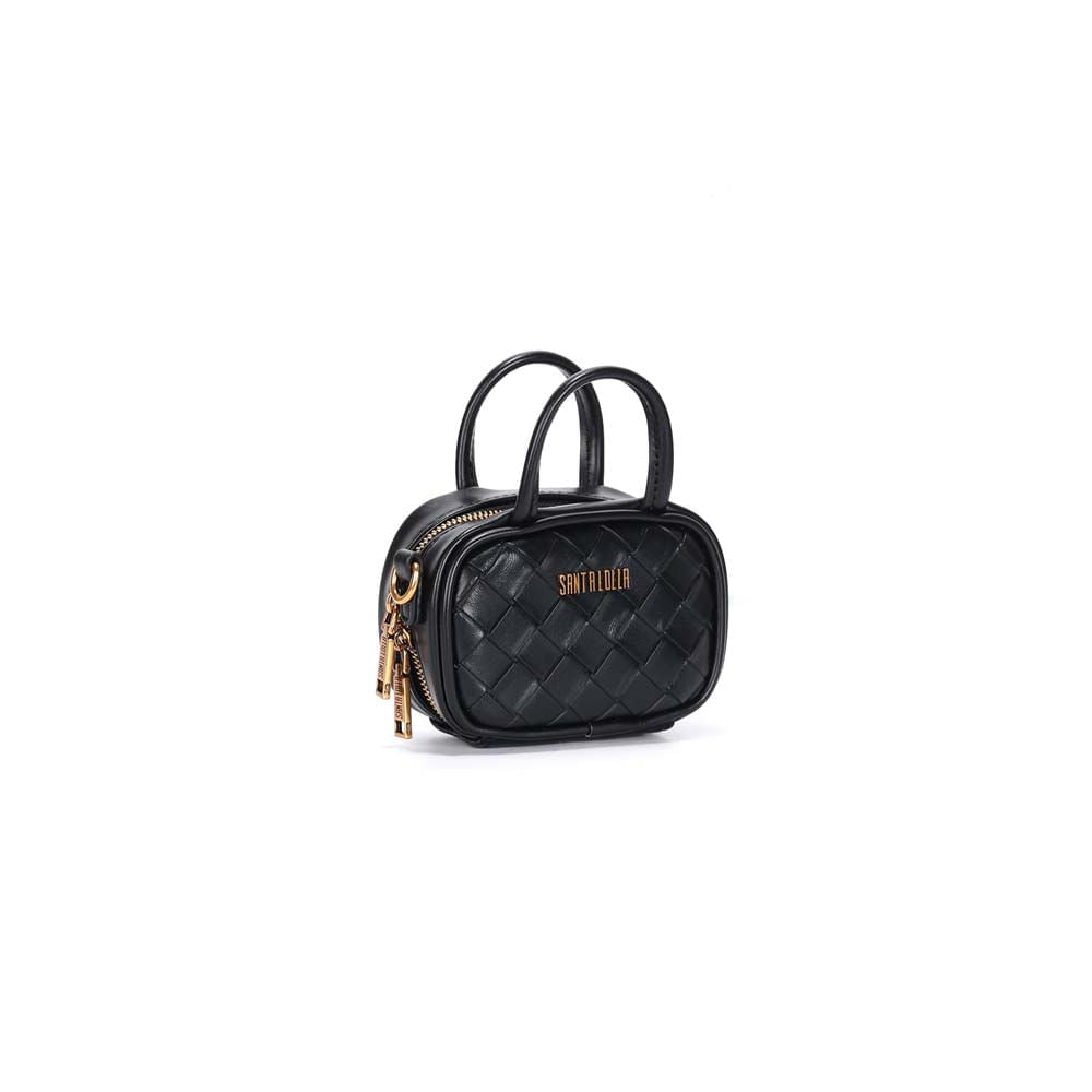 Bolsa Transversal Santa Lolla Preta Tressê Alça Dupla