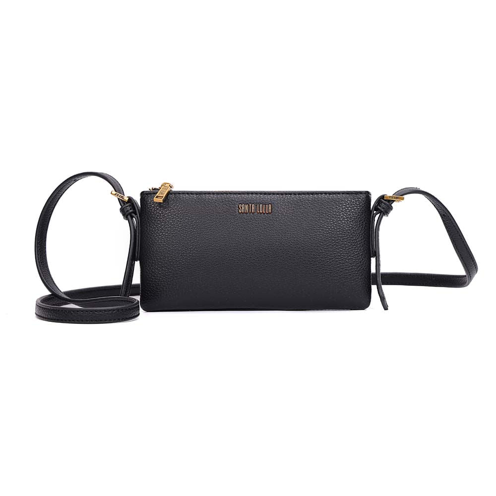 Bolsa Transversal Santa Lolla Preta Zíper Logo Dourado