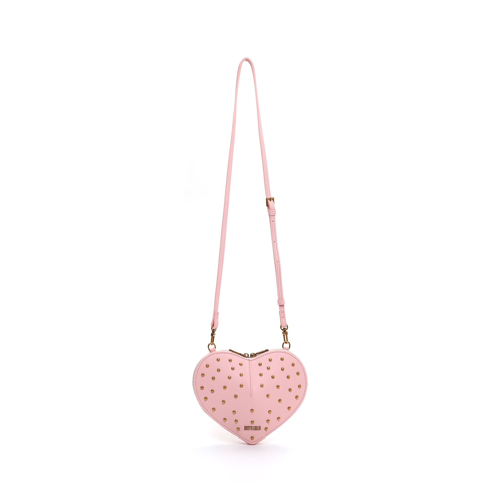 Bolsa Transversal Santa Lolla Rosa Coração Tachas