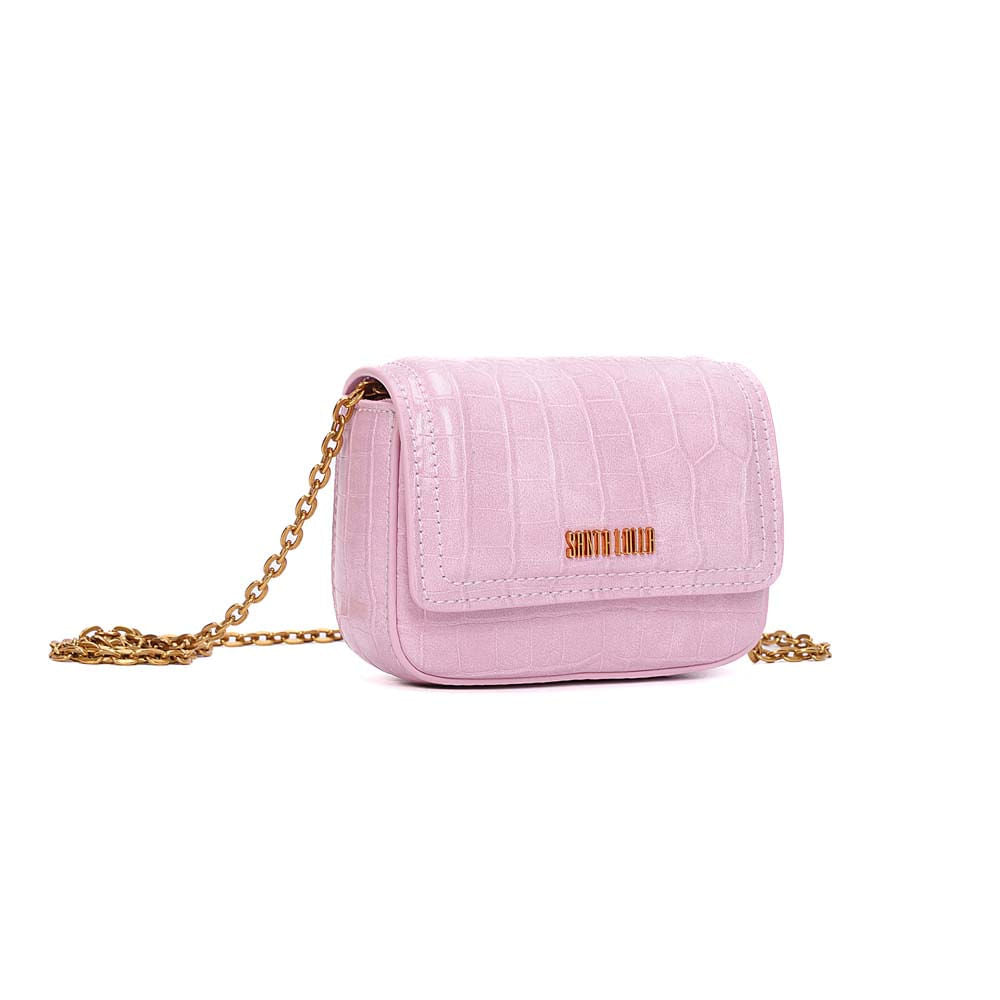 Bolsa Transversal Santa Lolla Rosa Croco Corrente