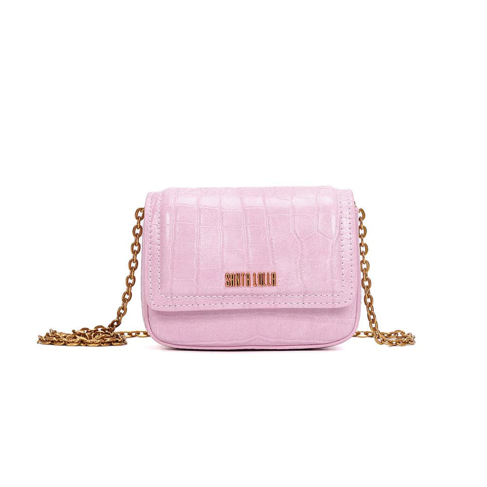Bolsa Transversal Santa Lolla Rosa Croco Corrente