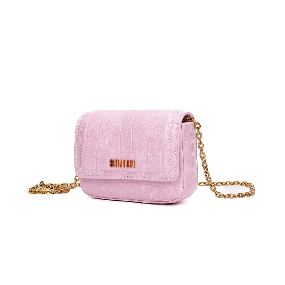 Bolsa Transversal Santa Lolla Rosa Croco Corrente