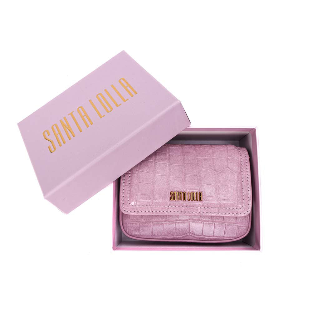 Bolsa Transversal Santa Lolla Rosa Croco Corrente