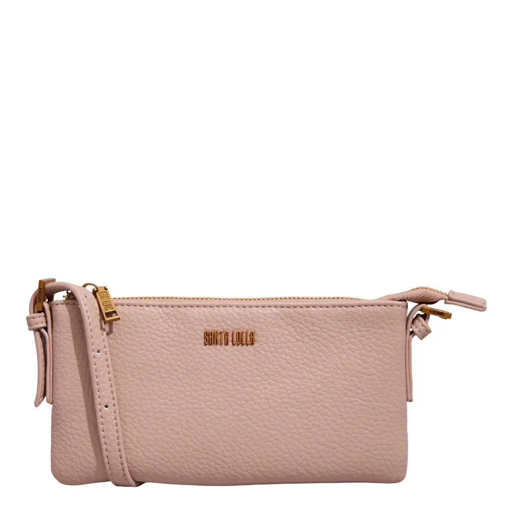 Bolsa Transversal Santa Lolla Rosa Floater Zíper Dourado