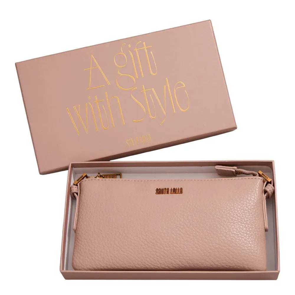 Bolsa Transversal Santa Lolla Rosa Floater Zíper Dourado