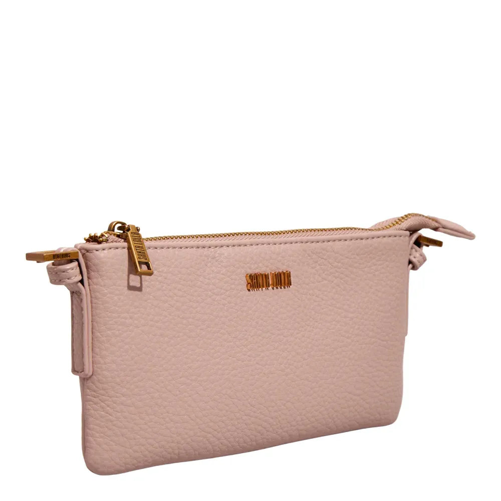 Bolsa Transversal Santa Lolla Rosa Floater Zíper Dourado