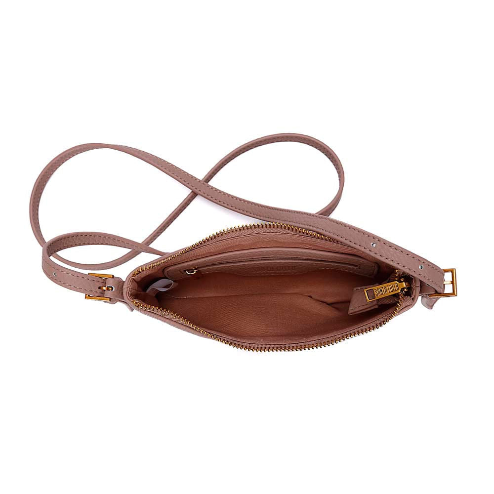 Bolsa Transversal Santa Lolla Rosa Floater Zíper Dourado