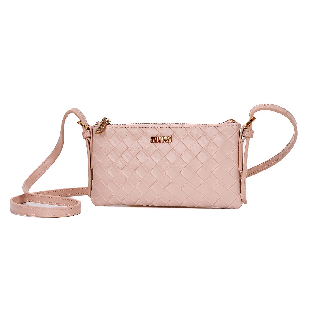 Bolsa Transversal Santa Lolla Rosa Tresse Zíper