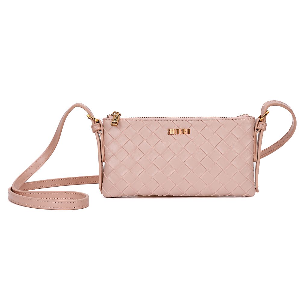 Bolsa Transversal Santa Lolla Rosa Tresse Zíper