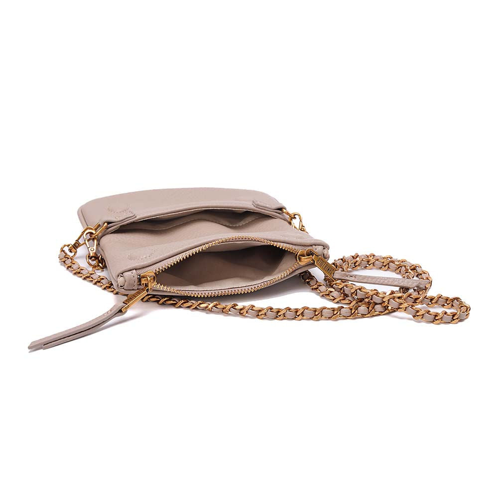 Bolsa Transversal Santa Lolla Taupe Alça Corrente