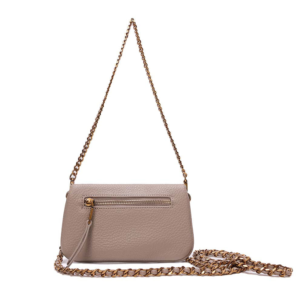 Bolsa Transversal Santa Lolla Taupe Alça Corrente