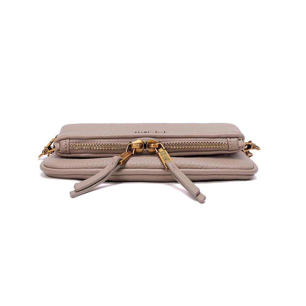 Bolsa Transversal Santa Lolla Taupe Alça Corrente
