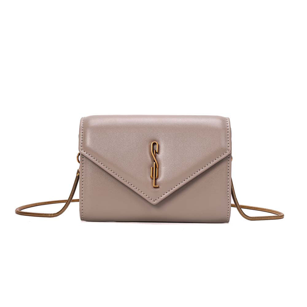 Bolsa Transversal Santa Lolla Taupe Alça Corrente