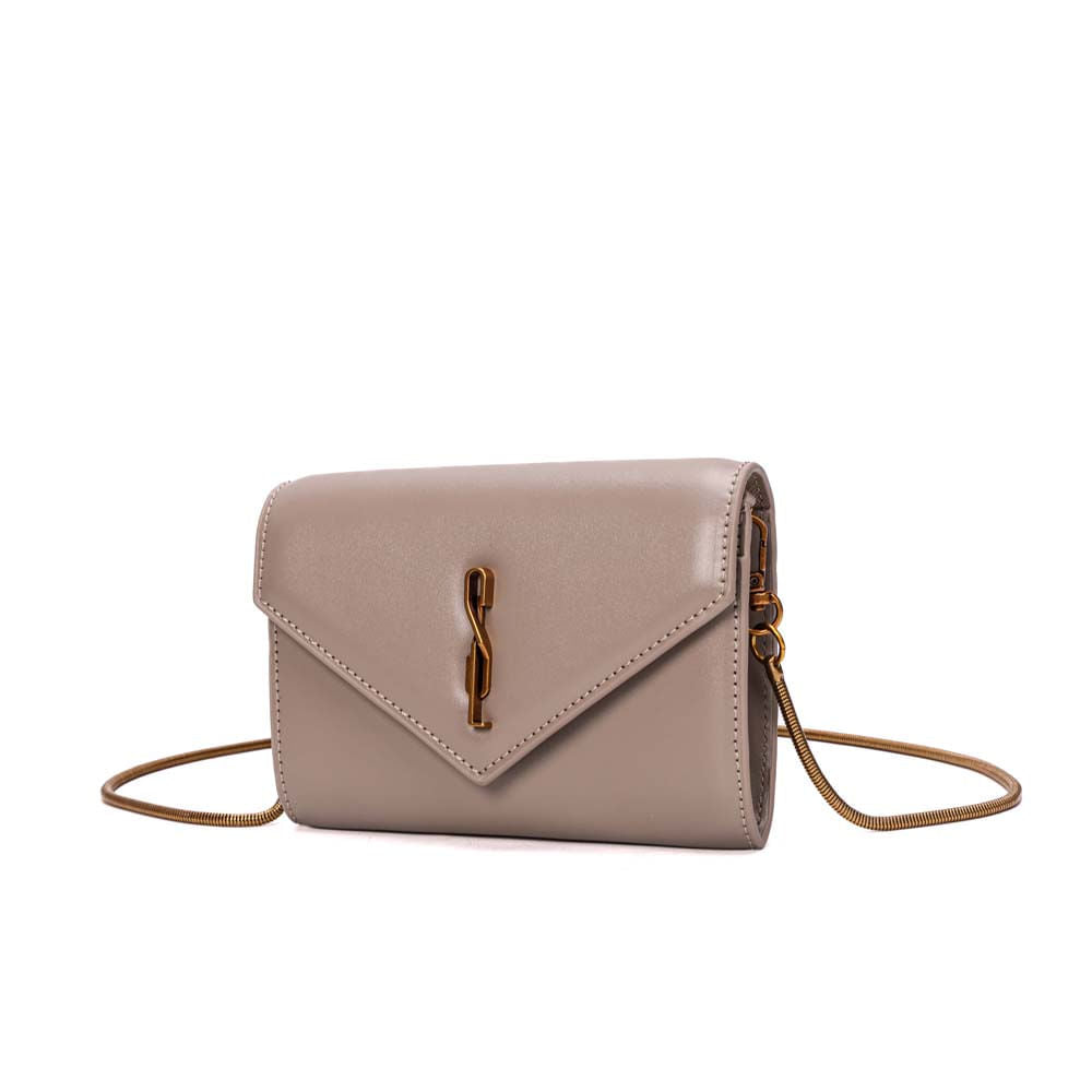 Bolsa Transversal Santa Lolla Taupe Alça Corrente