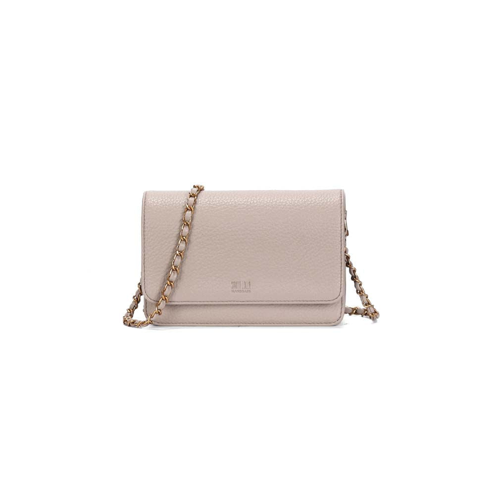 Bolsa Transversal Santa Lolla Taupe Corrente Dourada