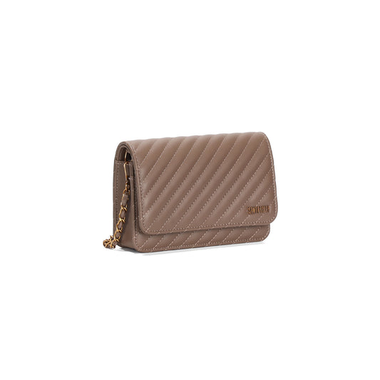 Bolsa Transversal Santa Lolla Taupe Matelassê Corrente