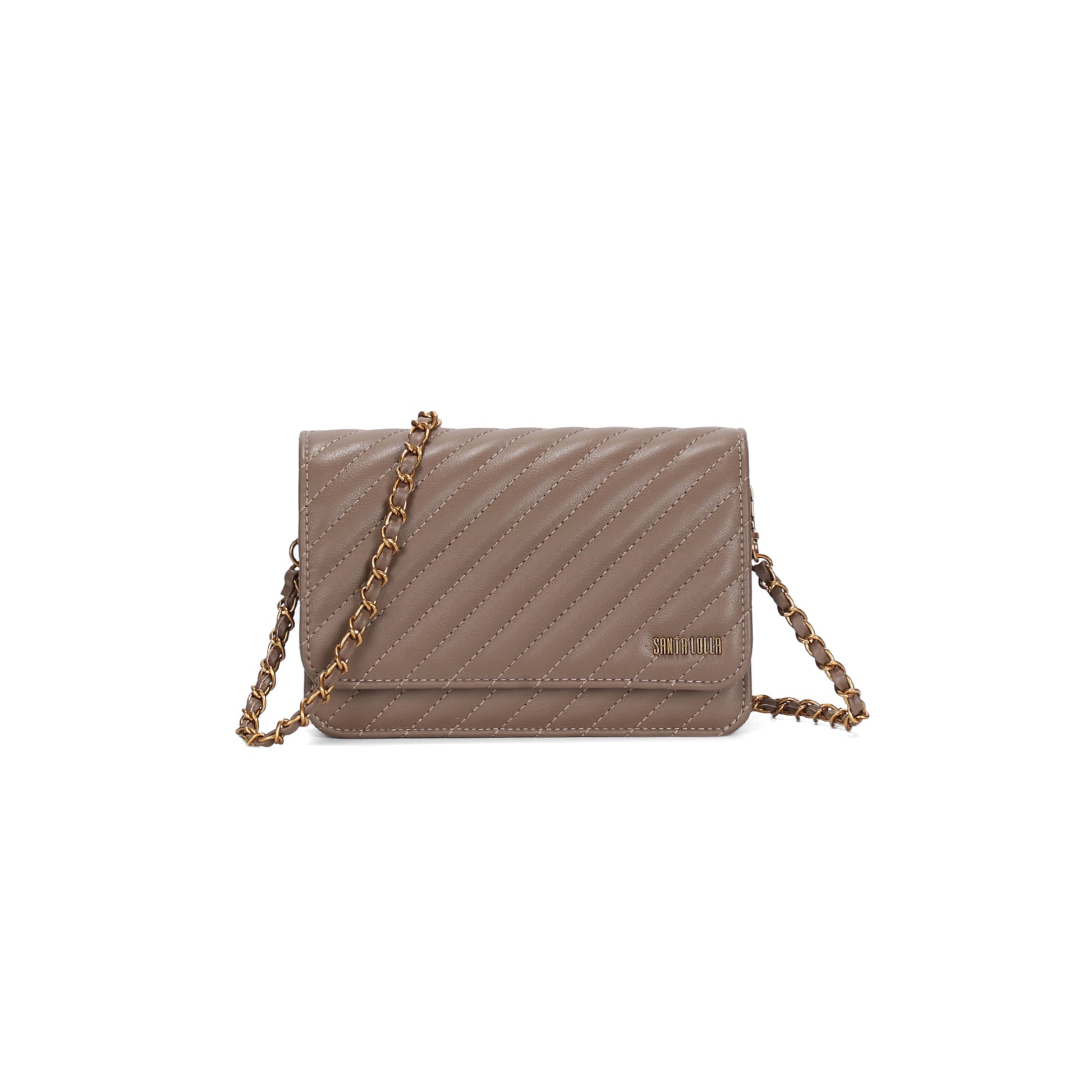 Bolsa Transversal Santa Lolla Taupe Matelassê Corrente