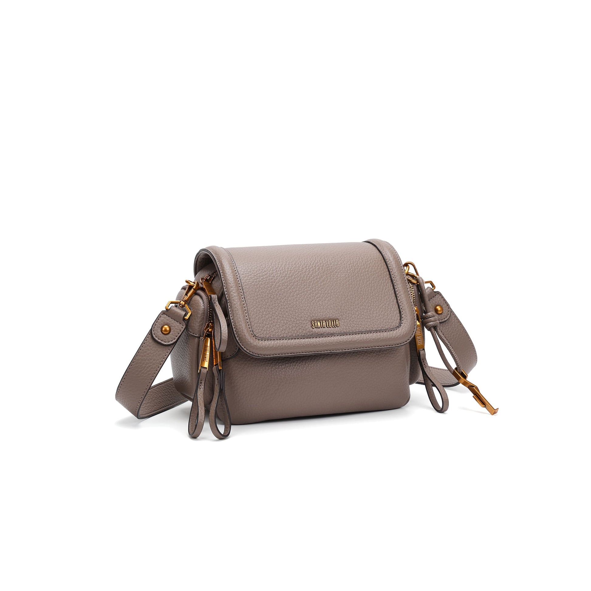 Bolsa Transversal Santa Lolla Taupe Zíper Duplo