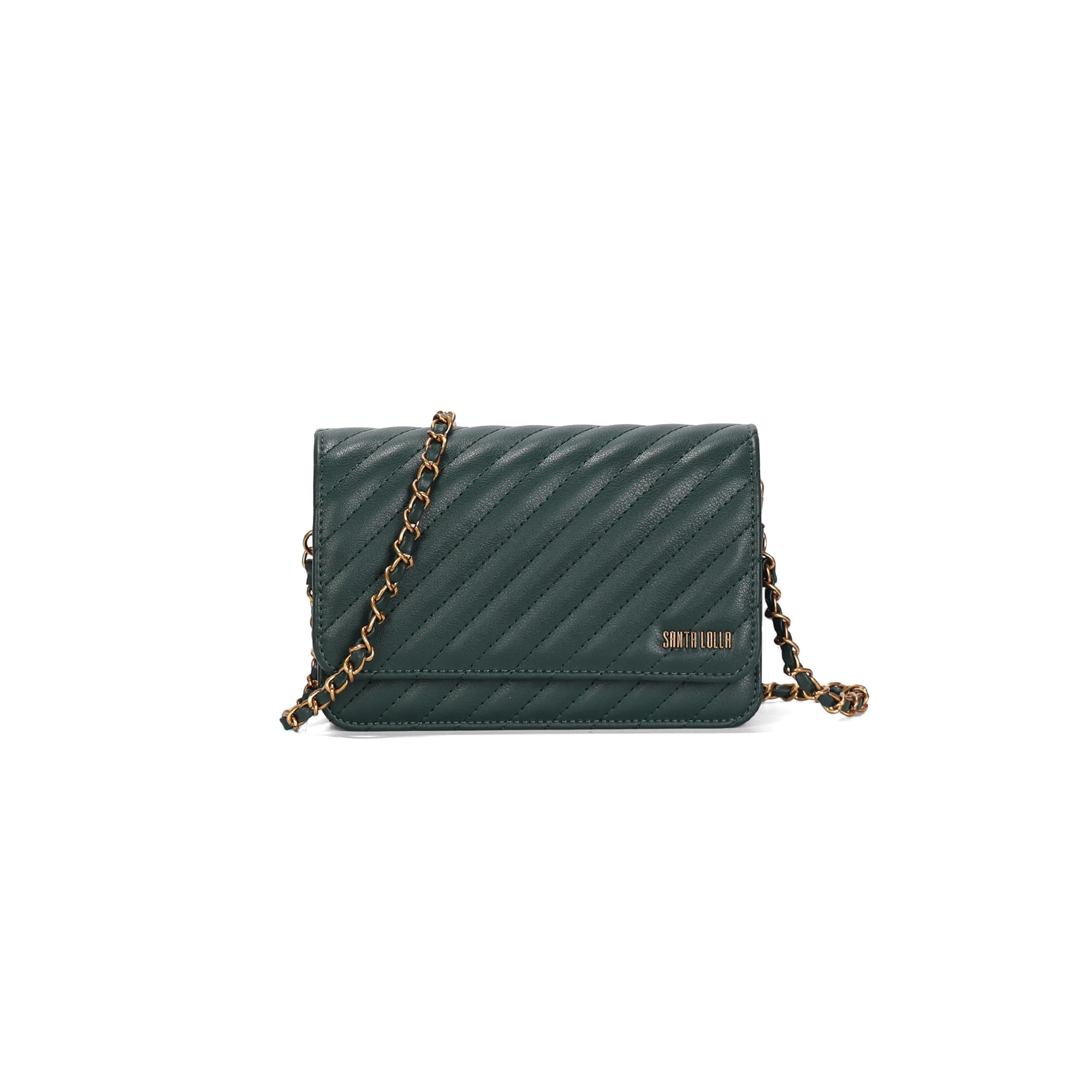 Bolsa Transversal Santa Lolla Verde Matelassê Corrente