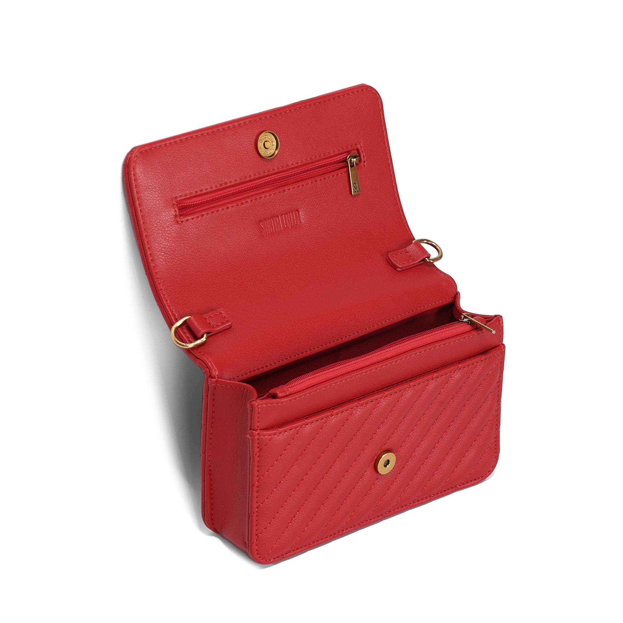 Bolsa Transversal Santa Lolla Vermelha Alça Corrente