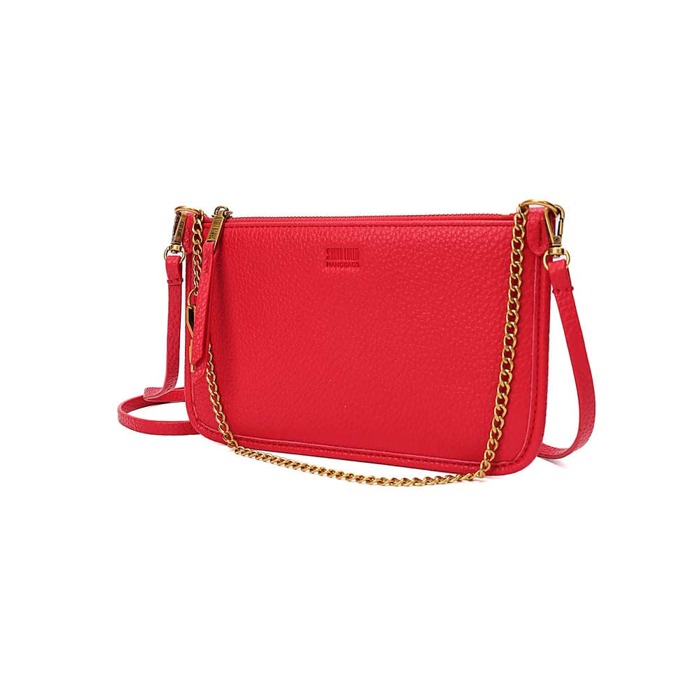 Bolsa Transversal Santa Lolla Vermelha Corrente Dourada