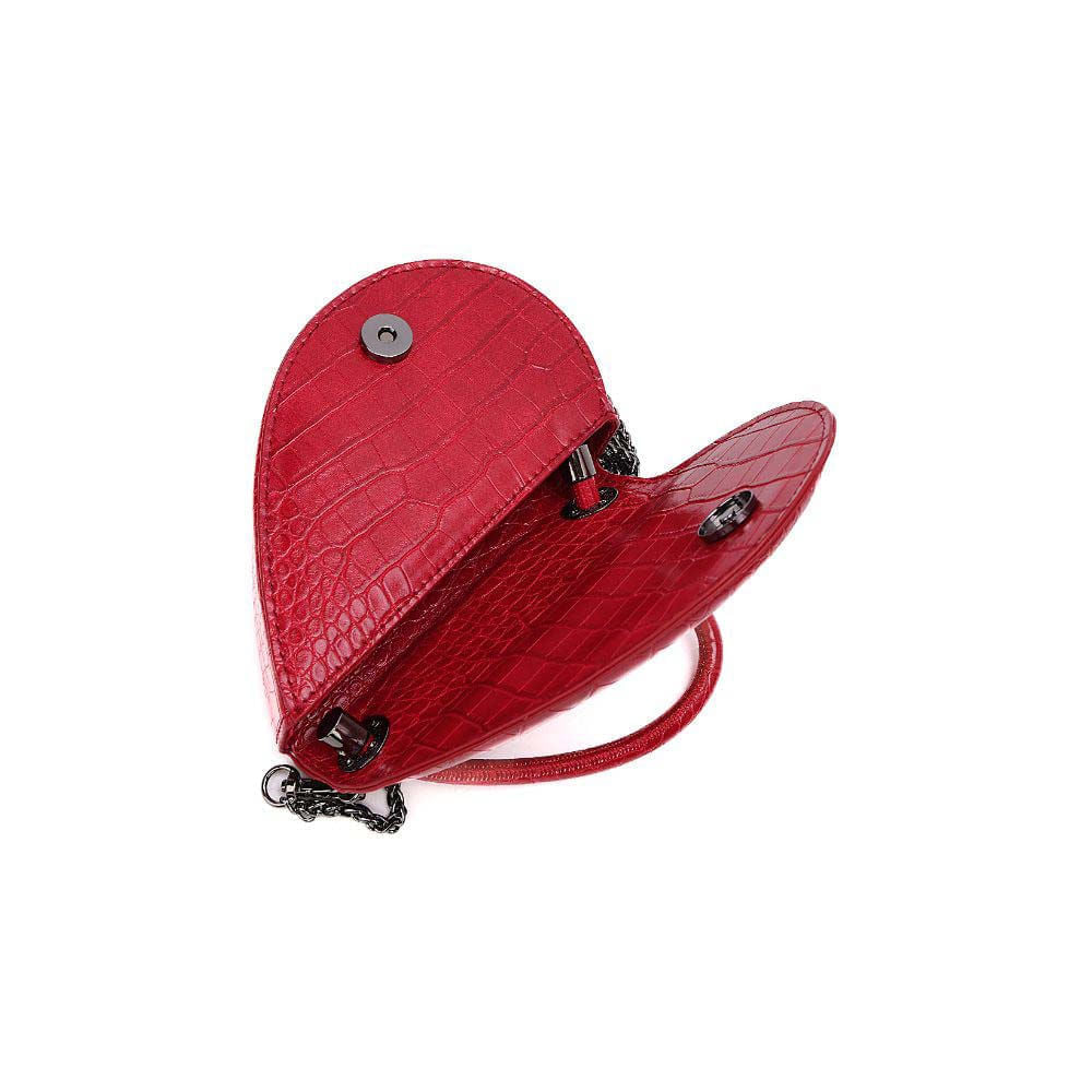 Bolsa Transversal Santa Lolla Vermelha Croco Corrente
