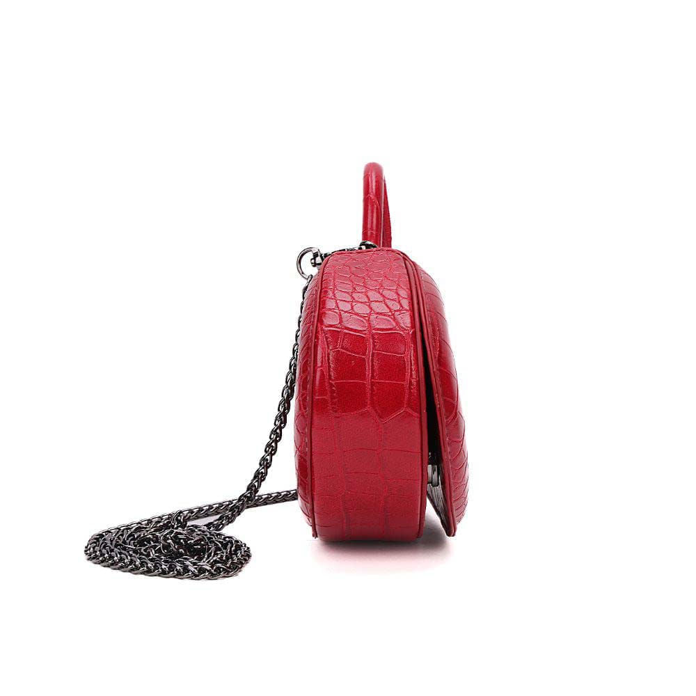 Bolsa Transversal Santa Lolla Vermelha Croco Corrente