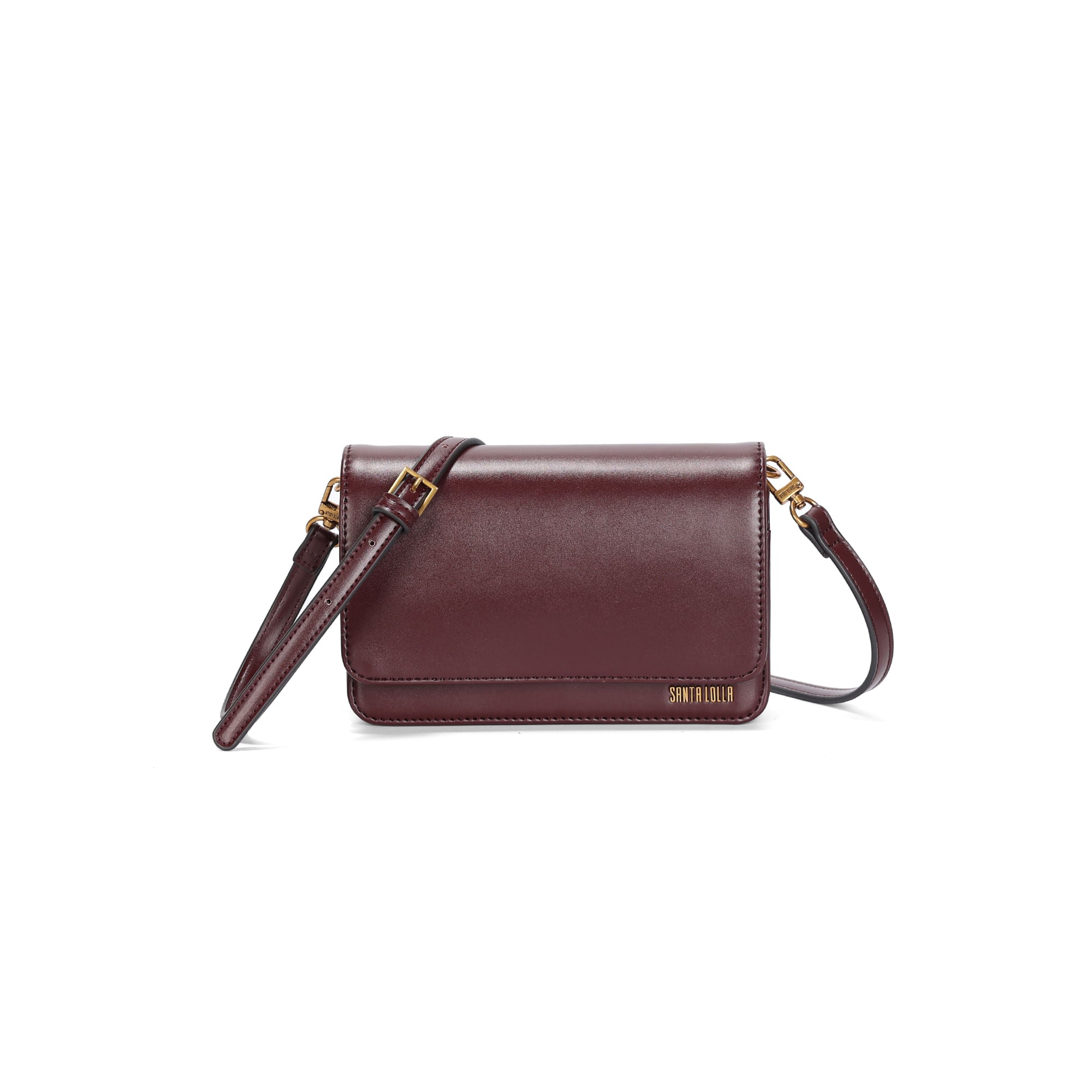 Bolsa Transversal Santa Lolla Vinho Aba E Zíper