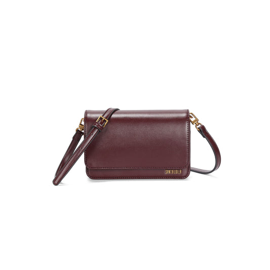 Bolsa Transversal Santa Lolla Vinho Aba E Zíper