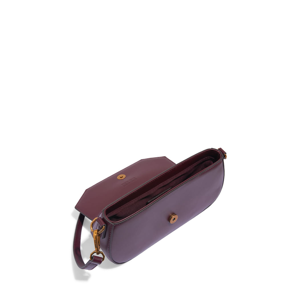 Bolsa Transversal Santa Lolla Vinho Metais Dourados