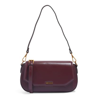 Bolsa Transversal Santa Lolla Vinho Metais Dourados