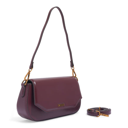Bolsa Transversal Santa Lolla Vinho Metais Dourados