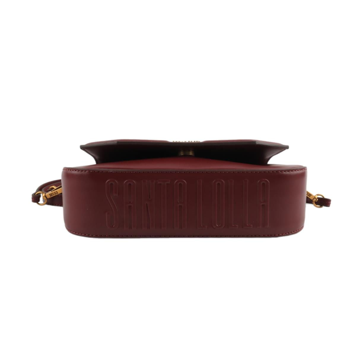 Bolsa Transversal Santa Lolla Vinho Metais Dourados