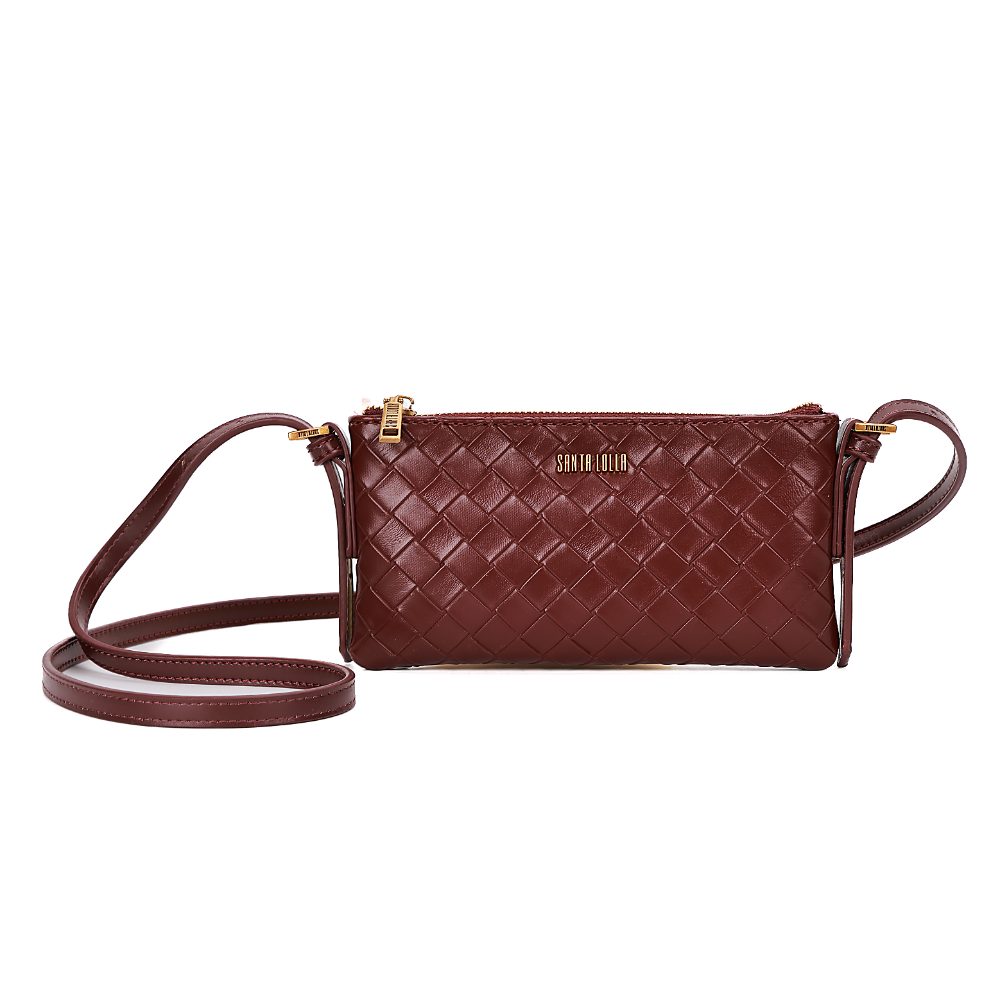 Bolsa Transversal Santa Lolla Vinho Tressê Pequena