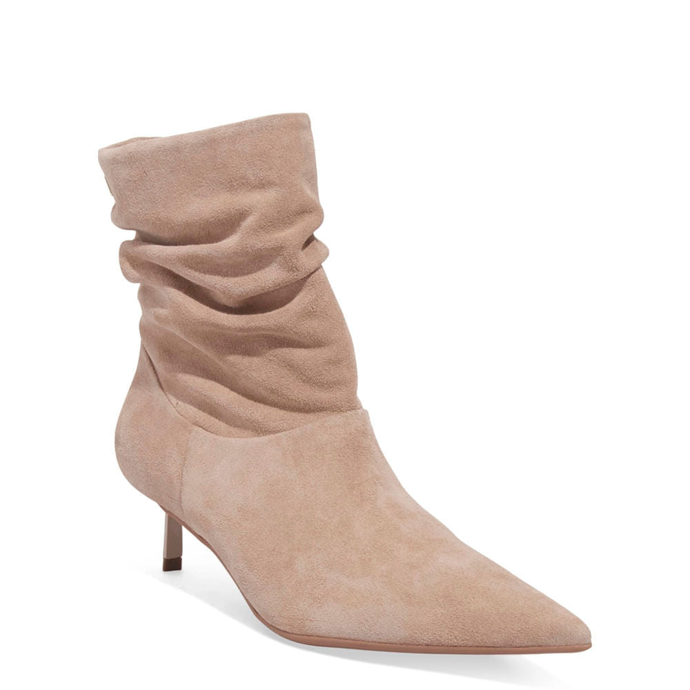 Bota Santa Lolla Bege Camurça Slouch Salto Fino