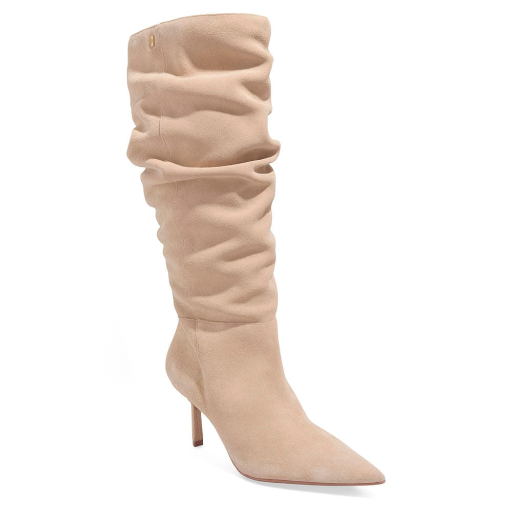 Bota Santa Lolla Bege Slouch Salto Fino