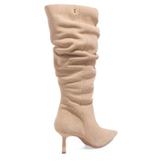 Bota Santa Lolla Bege Slouch Salto Fino