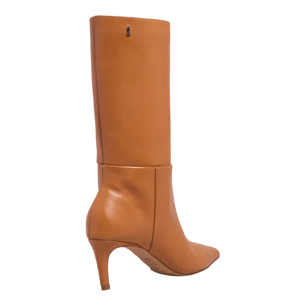 Bota Santa Lolla Caramelo Couro Cano Alto Salto Fino