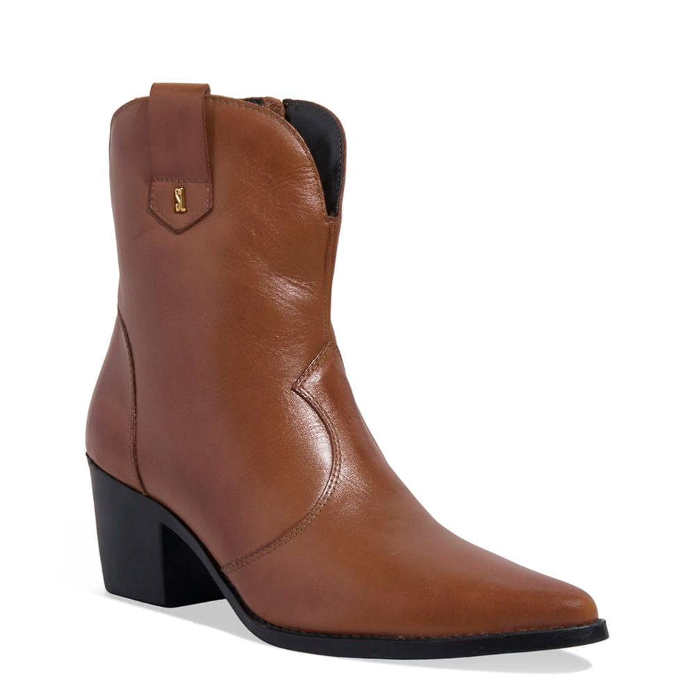 Bota Santa Lolla Caramelo Couro Salto Bloco