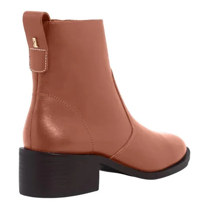 Bota Santa Lolla Caramelo Couro Salto Bloco Baixo