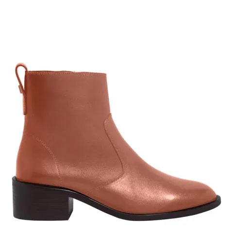 Bota Santa Lolla Caramelo Couro Salto Bloco Baixo