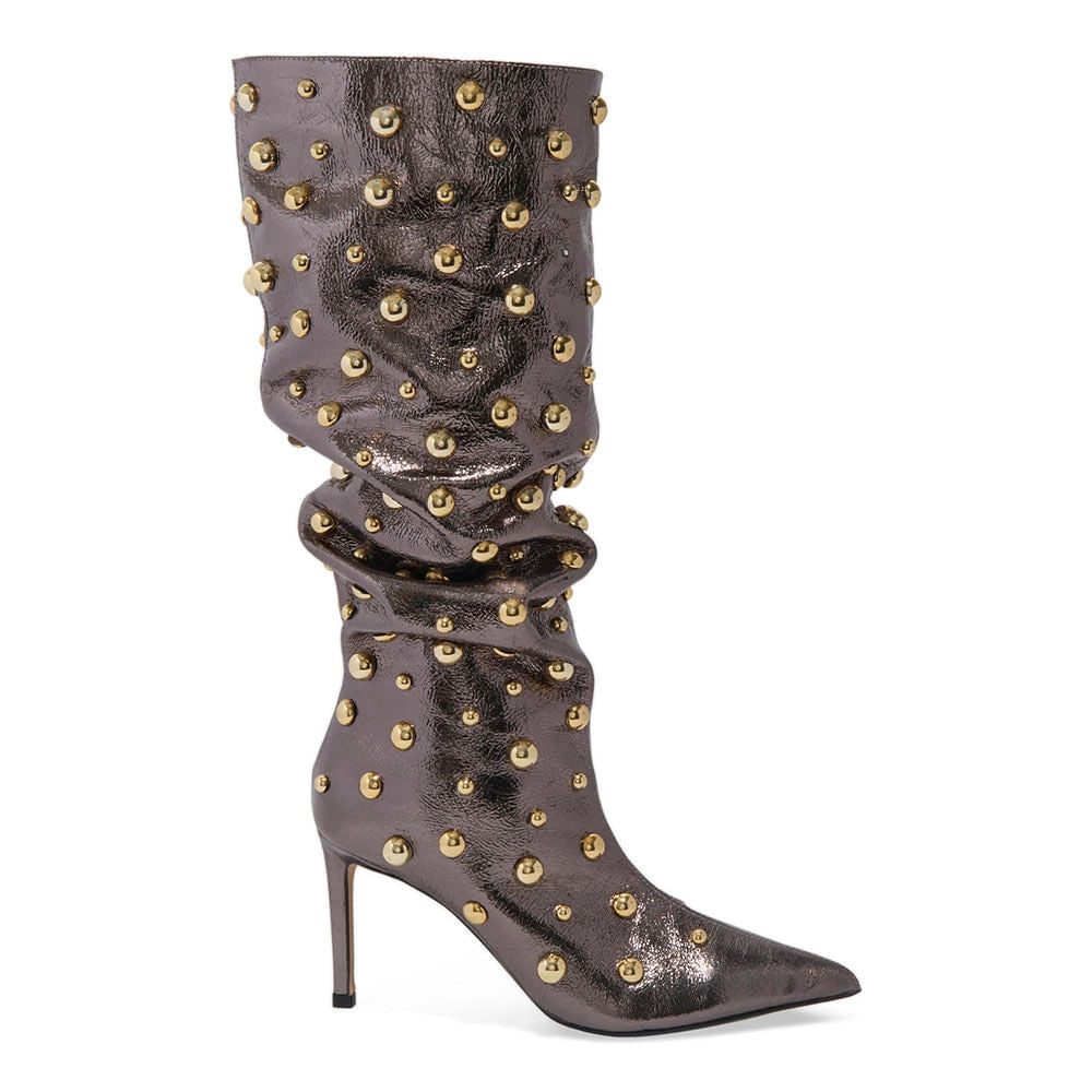 Bota Santa Lolla Grafite Metalizada Tachas Salto Fino