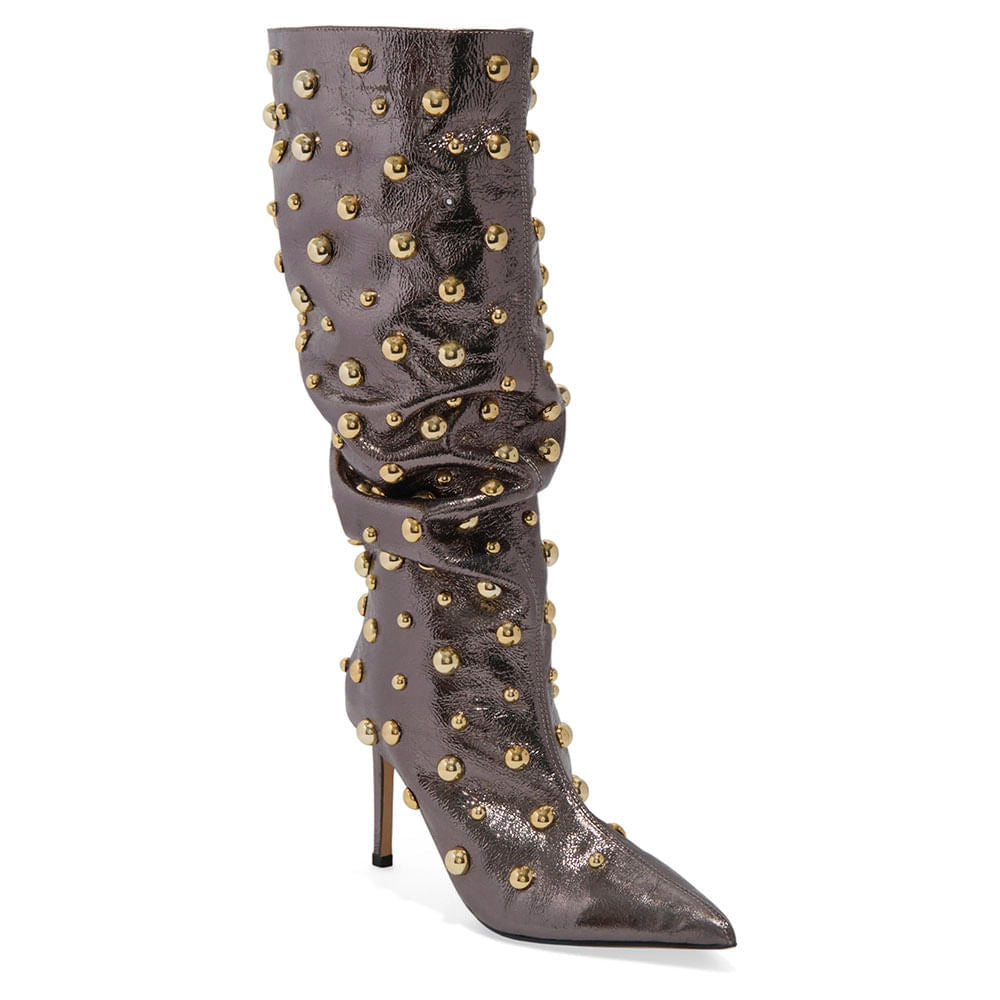 Bota Santa Lolla Grafite Metalizada Tachas Salto Fino