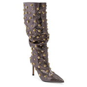 Bota Santa Lolla Grafite Metalizada Tachas Salto Fino