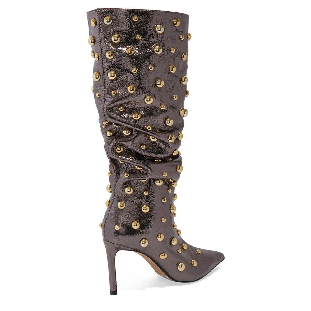 Bota Santa Lolla Grafite Metalizada Tachas Salto Fino